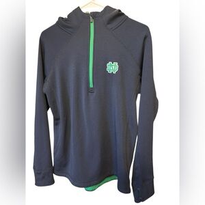 Notre Dame Black Half-Zip Pullover Hoodie with Green Trim